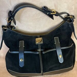 Dooney & Bourke Black Suede and Leather Shoulder Bag